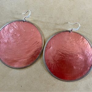 Capiz Shell Earrings by Culture Mix - Apricot Orange (Large)